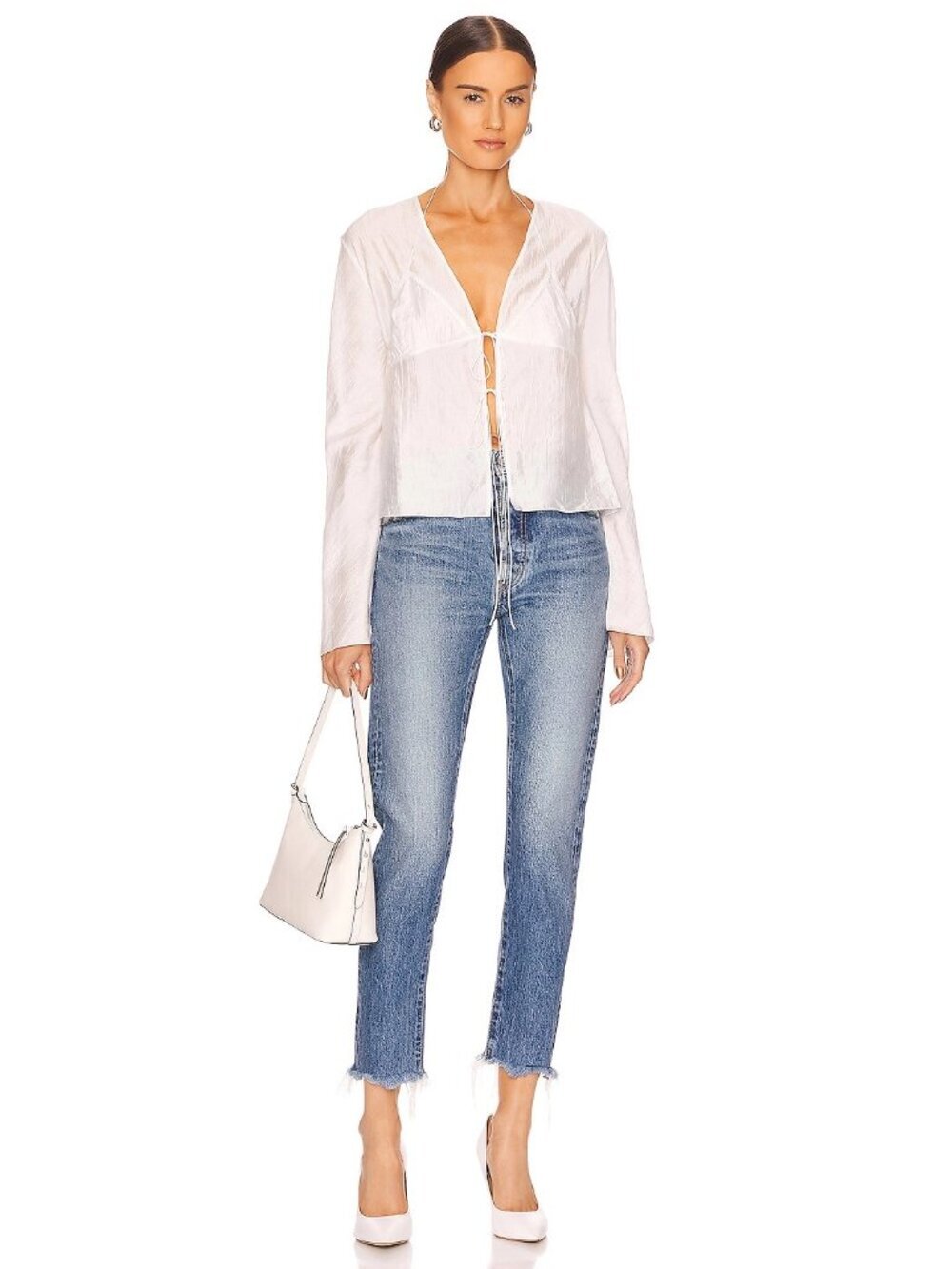MOUSSY Burbank Medium Blue High Rise Stretch Tapered Ankle Jeans, Size 24